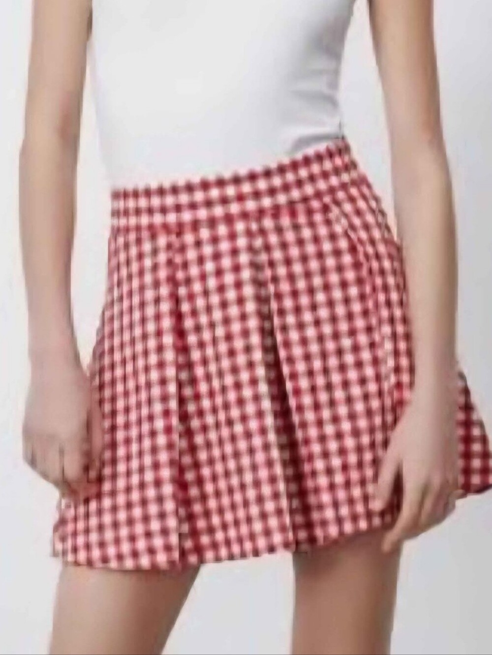 Zara Red Gingham Shorts Skorts Skirt look